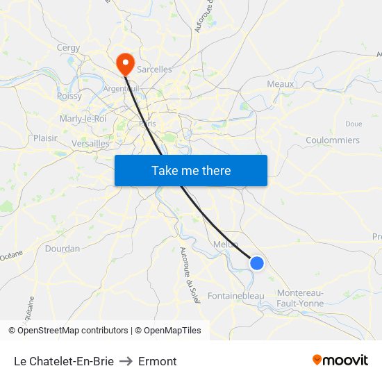 Le Chatelet-En-Brie to Ermont map