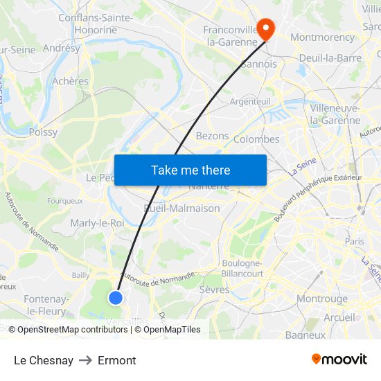 Le Chesnay to Ermont map