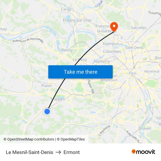 Le Mesnil-Saint-Denis to Ermont map