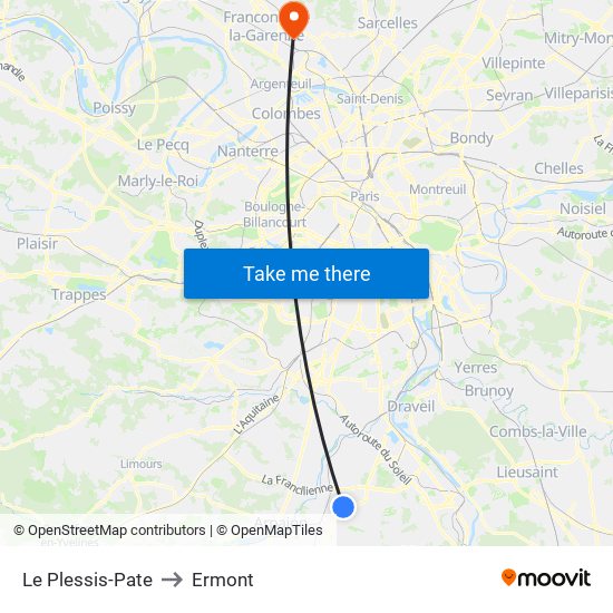 Le Plessis-Pate to Ermont map