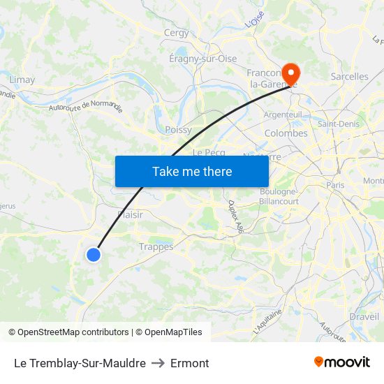 Le Tremblay-Sur-Mauldre to Ermont map