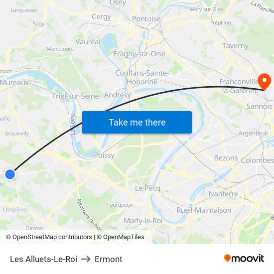 Les Alluets-Le-Roi to Ermont map