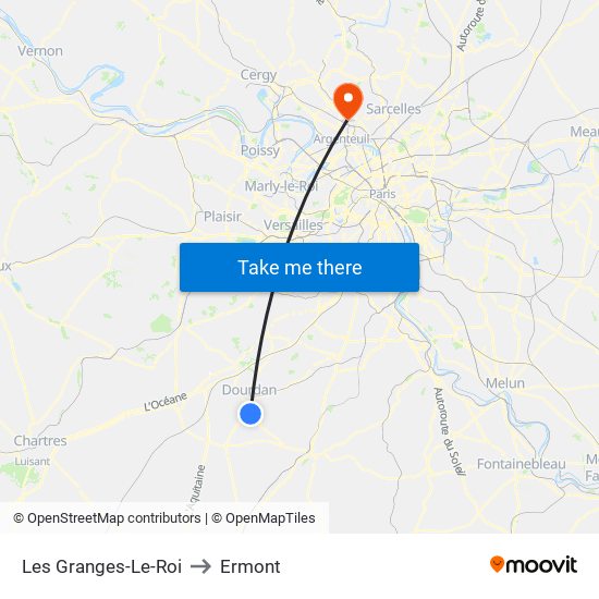 Les Granges-Le-Roi to Ermont map