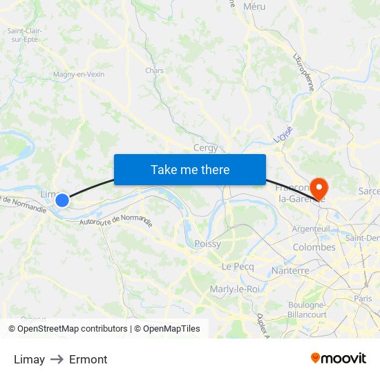 Limay to Ermont map