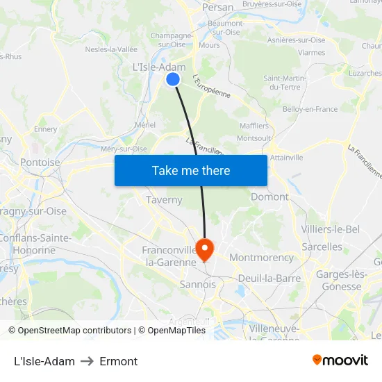 L'Isle-Adam to Ermont map