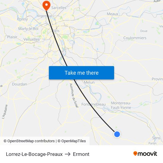 Lorrez-Le-Bocage-Preaux to Ermont map