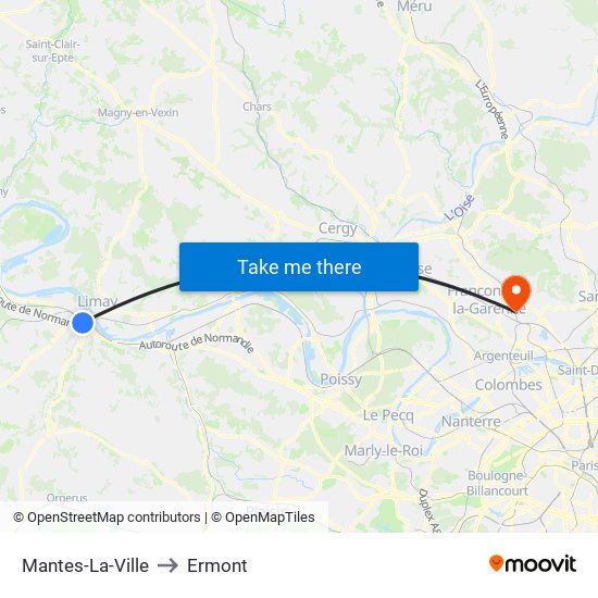 Mantes-La-Ville to Ermont map