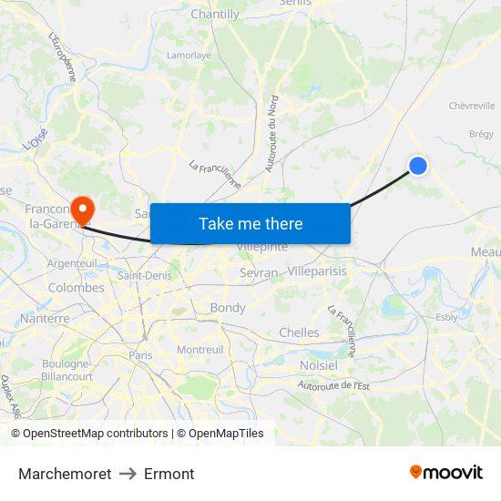 Marchemoret to Ermont map