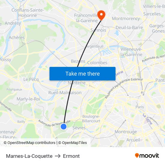 Marnes-La-Coquette to Ermont map