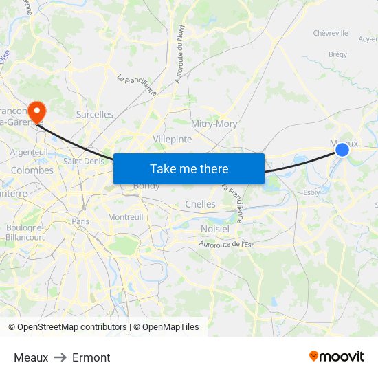 Meaux to Ermont map