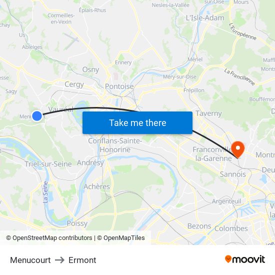 Menucourt to Ermont map