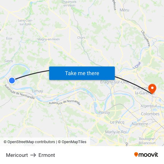 Mericourt to Ermont map