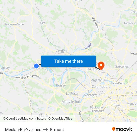 Meulan-En-Yvelines to Ermont map