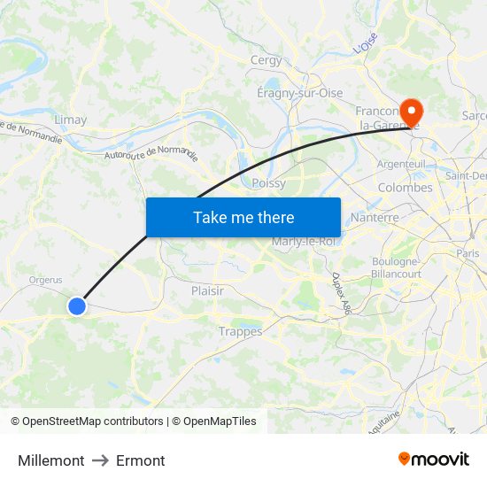 Millemont to Ermont map