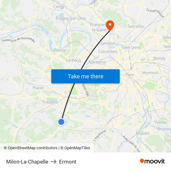 Milon-La-Chapelle to Ermont map