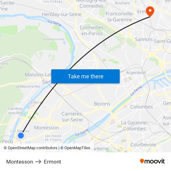 Montesson to Ermont map