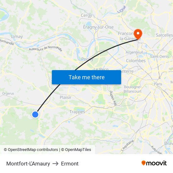 Montfort-L'Amaury to Ermont map