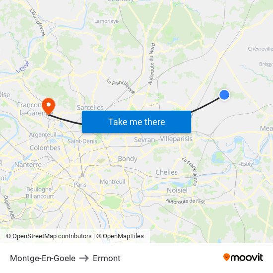 Montge-En-Goele to Ermont map