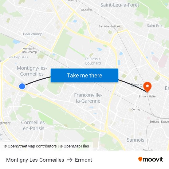 Montigny-Les-Cormeilles to Ermont map