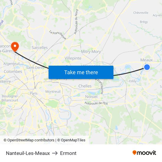 Nanteuil-Les-Meaux to Ermont map