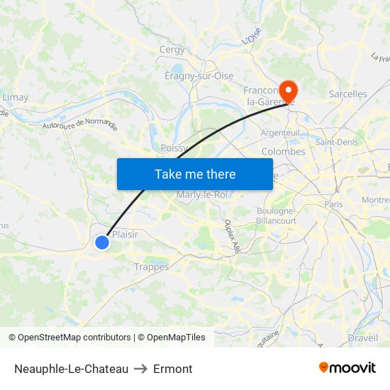Neauphle-Le-Chateau to Ermont map