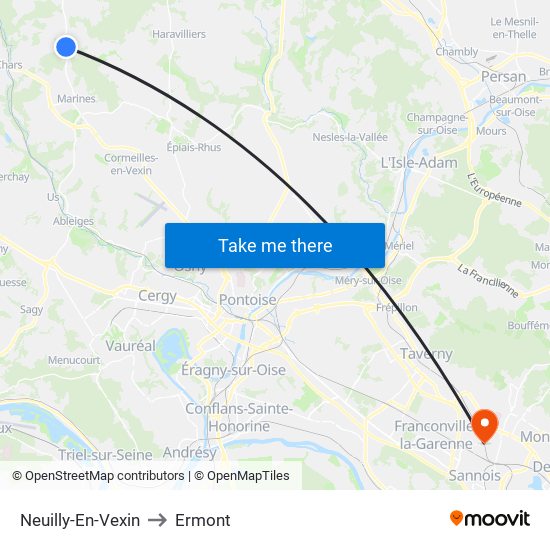 Neuilly-En-Vexin to Ermont map