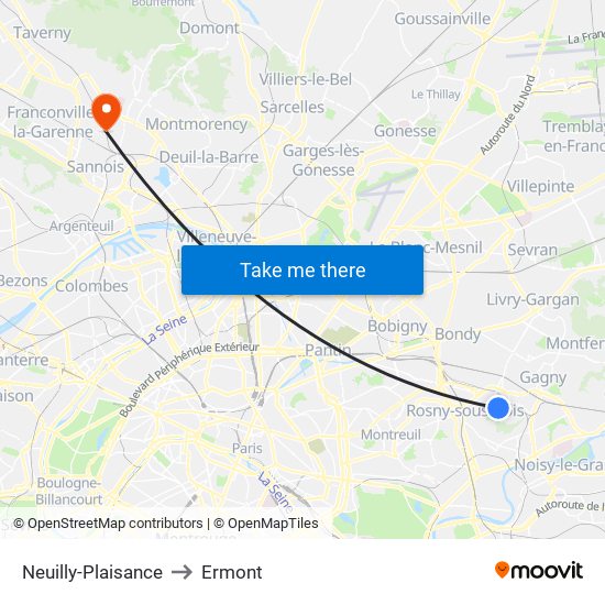 Neuilly-Plaisance to Ermont map
