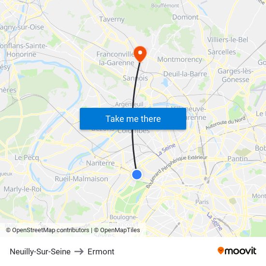 Neuilly-Sur-Seine to Ermont map