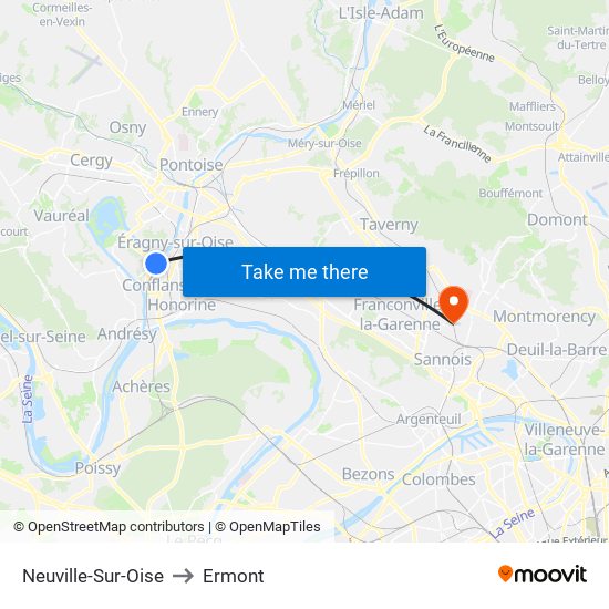 Neuville-Sur-Oise to Ermont map
