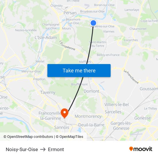 Noisy-Sur-Oise to Ermont map