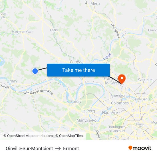 Oinville-Sur-Montcient to Ermont map