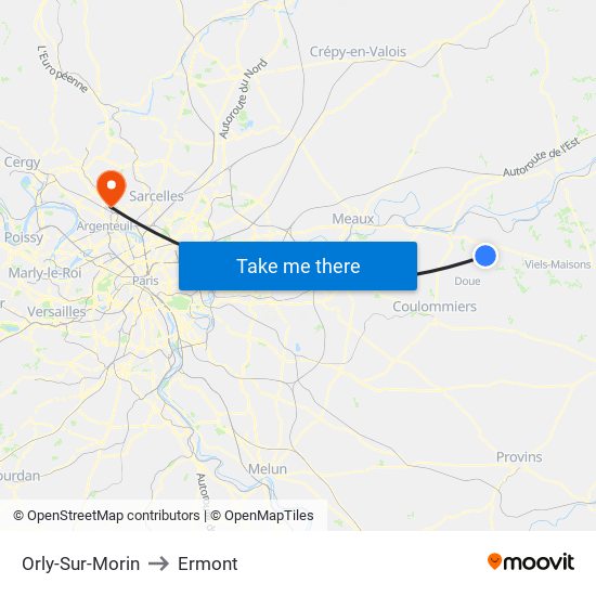 Orly-Sur-Morin to Ermont map