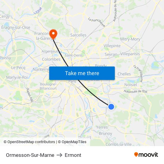 Ormesson-Sur-Marne to Ermont map