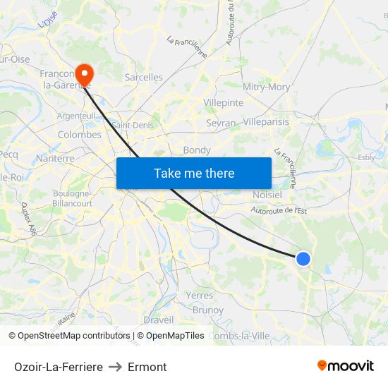 Ozoir-La-Ferriere to Ermont map