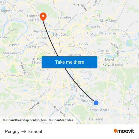Perigny to Ermont map