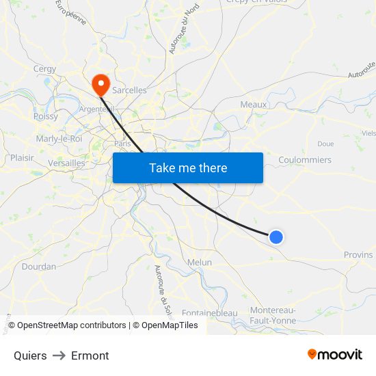 Quiers to Ermont map