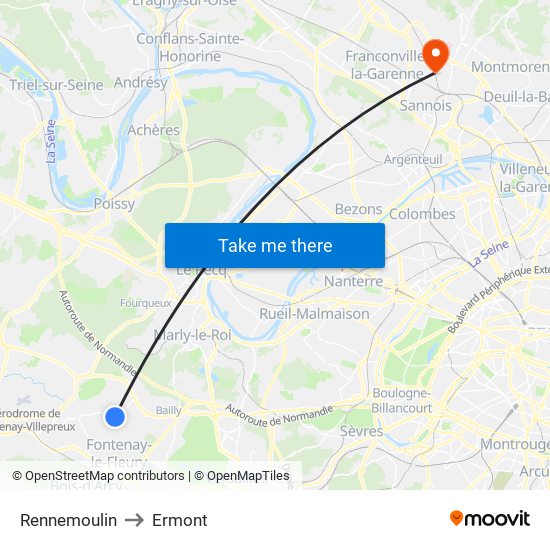 Rennemoulin to Ermont map