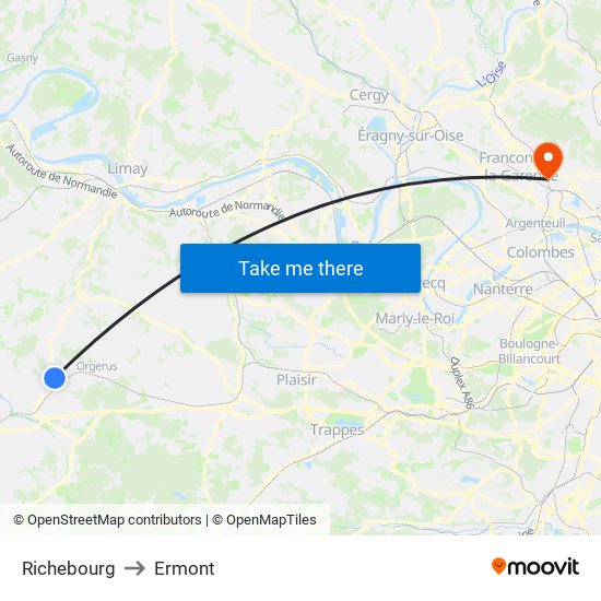 Richebourg to Ermont map