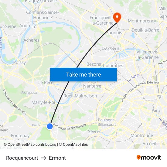 Rocquencourt to Ermont map