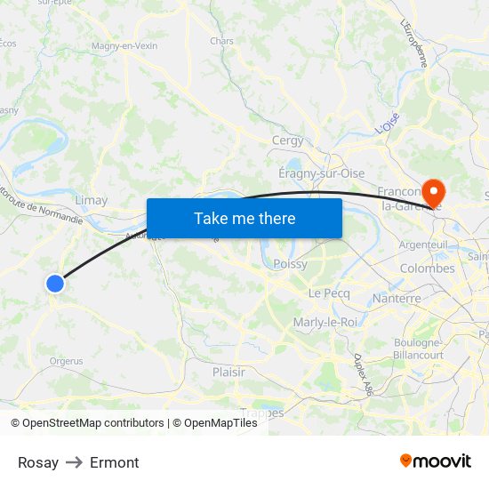 Rosay to Ermont map