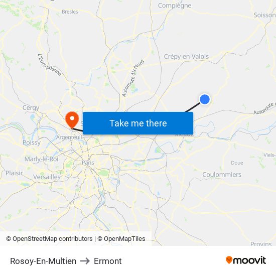 Rosoy-En-Multien to Ermont map