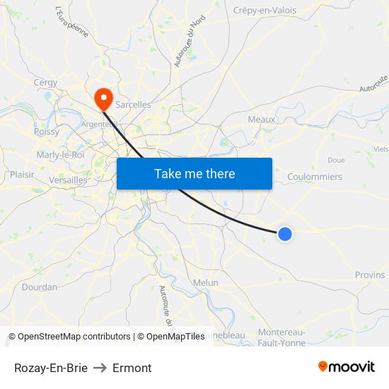 Rozay-En-Brie to Ermont map