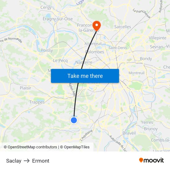 Saclay to Ermont map