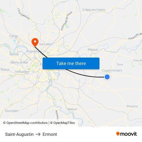 Saint-Augustin to Ermont map