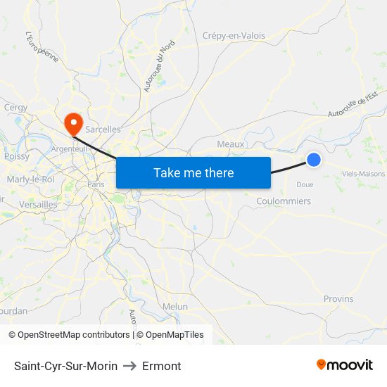 Saint-Cyr-Sur-Morin to Ermont map