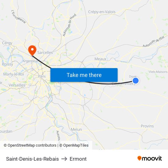 Saint-Denis-Les-Rebais to Ermont map