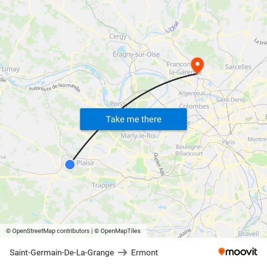 Saint-Germain-De-La-Grange to Ermont map