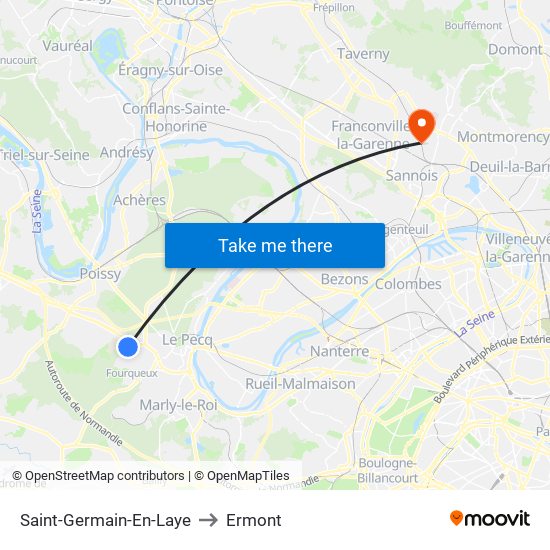 Saint-Germain-En-Laye to Ermont map