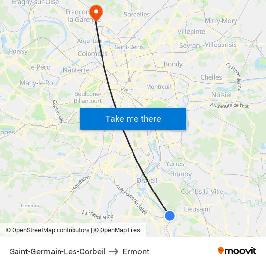 Saint-Germain-Les-Corbeil to Ermont map