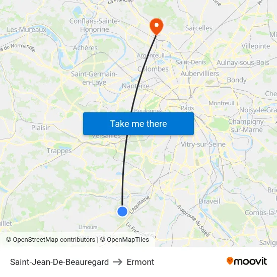 Saint-Jean-De-Beauregard to Ermont map